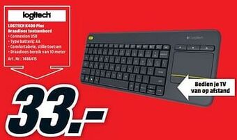 MediaMarkt Logitech k400 plus draadloos toetsenbord aanbieding