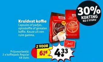Kruidvat Koffiepads regular aanbieding