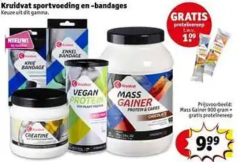 Kruidvat Mass gainer 900 gram + gratis proteïnereep aanbieding