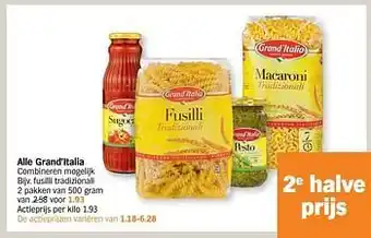 Albert Heijn Grand`italia fusilli tradizionali aanbieding