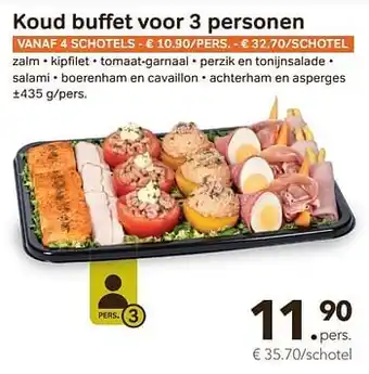 Koud buffet voor 3 personen