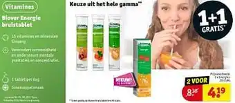 Kruidvat Biover energie bruistablet energie+ aanbieding