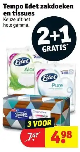 Kruidvat Tempo edet zakdoeken en tissues aanbieding