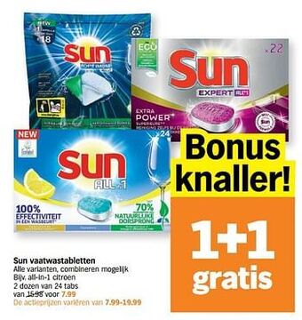 Albert Heijn Sun vaatwastabletten all-in-1 citroen aanbieding