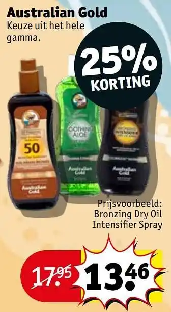 Kruidvat Australian gold bronzing dry oil intensifier spray aanbieding