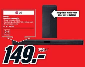MediaMarkt Lg dsn4 soundbar + subwoofer aanbieding