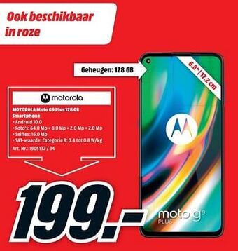 MediaMarkt Motorola moto g9 plus 128 gb smartphone aanbieding