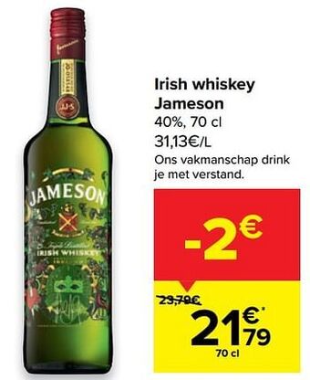 Carrefour Irish whiskey jameson aanbieding