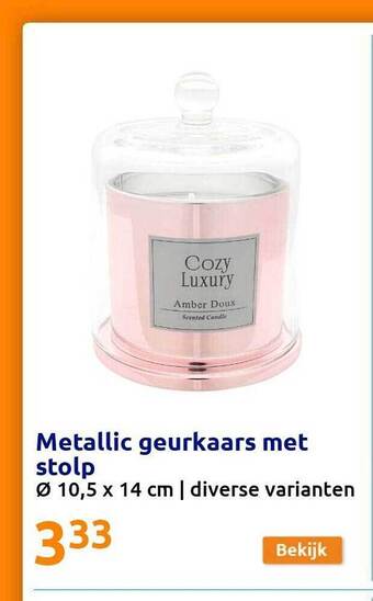 Action Metallic Geurkaars Met Stolp aanbieding
