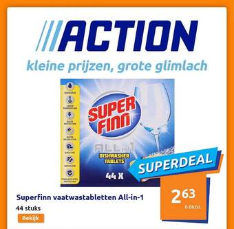 Action Superfinn Vaatwastabletten All-in-1 aanbieding