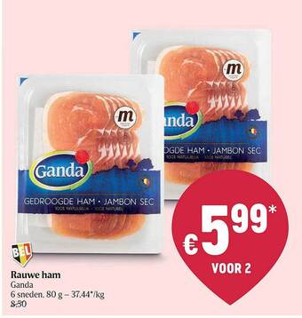 Delhaize Rauwe Ham aanbieding