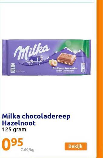 Action Milka Chocoladereep Hazelnoot aanbieding