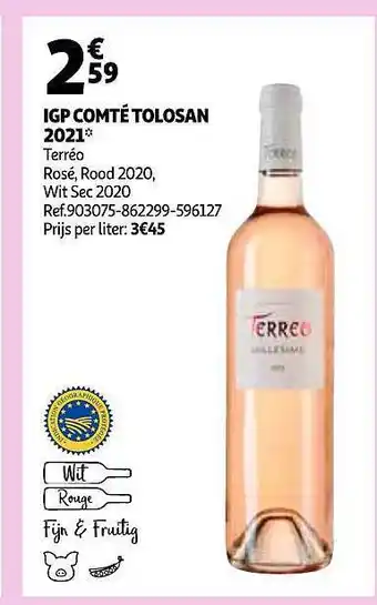Auchan Igp Comté Tolosan 2021 aanbieding