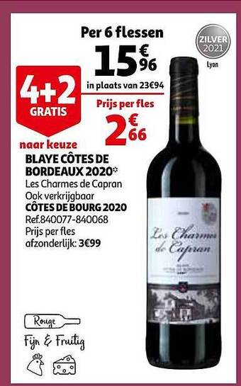 Auchan Blaye Côtes De Bordeaux 2020 aanbieding