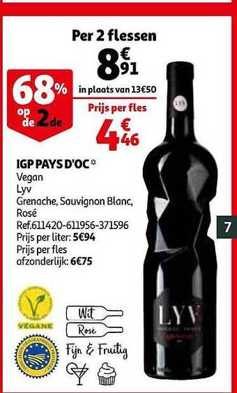 Igp Pays D'oc Vegan Lyv Grenache, Sauvignon Blanc, Rosé