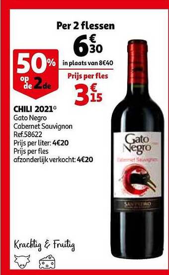Auchan Chili 2021 Gato Negro Cabernet Sauvignon aanbieding