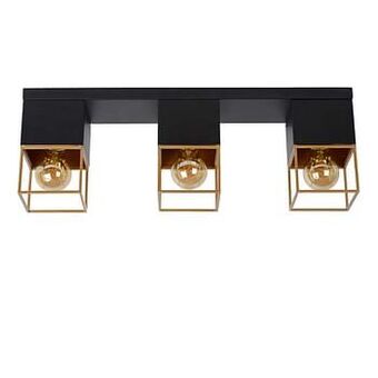 Leen Bakker Lucide plafonnière Rixt - zwart - 54x10x18 cm - Leen Bakker aanbieding