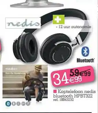 Yess Koptelefoon Nedis Bluetooth Hpbt322 aanbieding