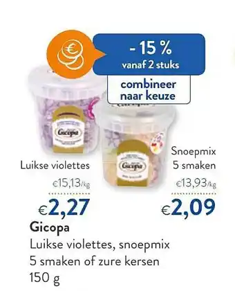 Gicopa Luikse Violettes, Snoepmix 5 Smaken Of Zure Kersen 150 G