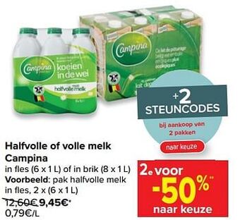 Carrefour Pak halfvolle melk in fles aanbieding