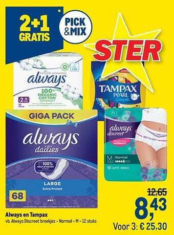 Makro Always discreet broekjes - normal - m aanbieding