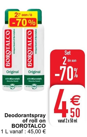 Cora Deodorantspray of roll on Borotalco aanbieding