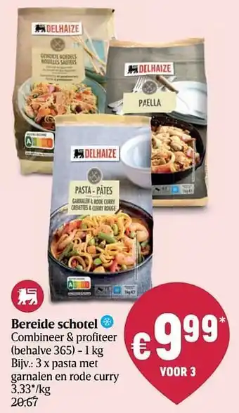 Delhaize Pasta met garnalen en rode curry aanbieding