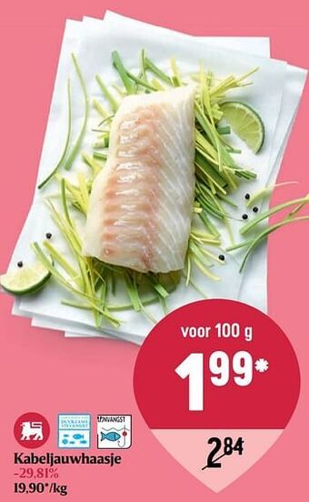 Delhaize Kabeljauwhaasje aanbieding