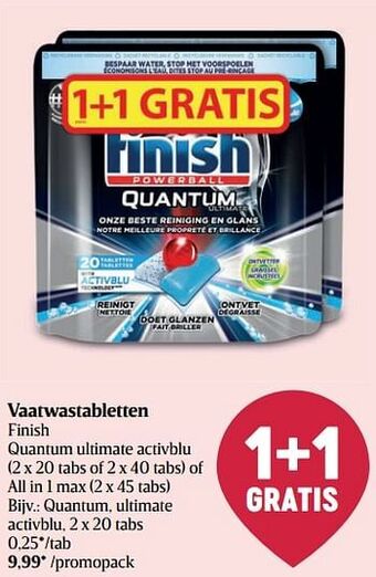 Delhaize Vaatwastabletten finish quantum ultimate activblu aanbieding