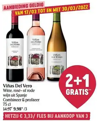 Delhaize Viñas del vero witte rosé- of rode wijn uit spanje aanbieding