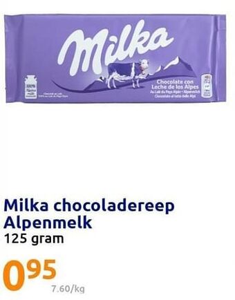 Action Milka chocoladereep alpenmelk aanbieding