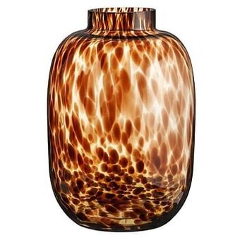 Leen Bakker Vaas Lucca - glas, luipaardmotief - 35xØ24 cm - Leen Bakker aanbieding