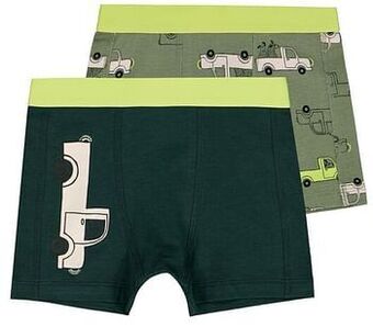 HEMA HEMA Kinderboxers Katoen/stretch Auto - 2 Stuks Groen (groen) aanbieding