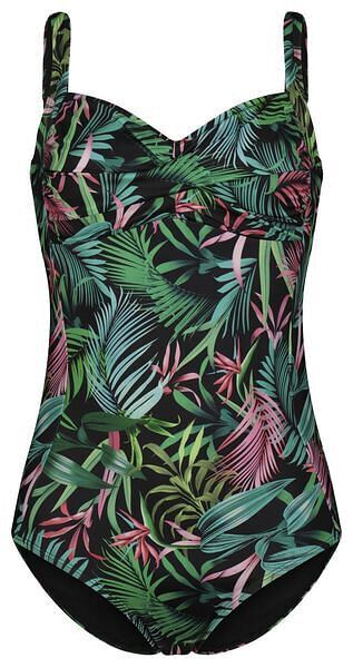 HEMA HEMA Dames Badpak Corrigerend - Flower Zwart (zwart) aanbieding