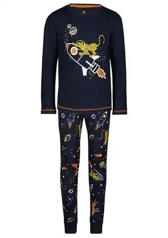 HEMA HEMA Kinderpyjama Katoen/stretch Cheetah Donkerblauw (donkerblauw) aanbieding