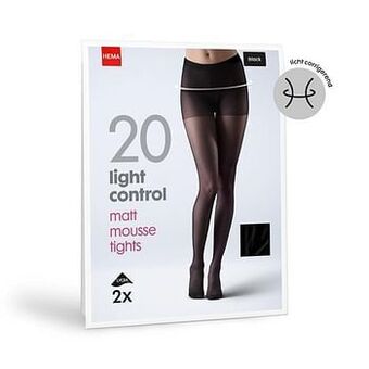 HEMA HEMA 2-pak Panty&aposs Licht Corrigerend 20 Denier Zwart (zwart) aanbieding