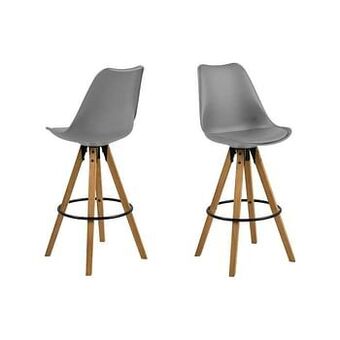 Leen Bakker Barkruk Verdal - kunststof - grijs (2 stuks) - Leen Bakker aanbieding