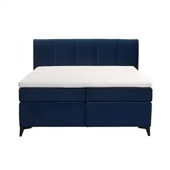 Leen Bakker Boxspring Malmo - donkerblauw fluweel - 180x200 cm - Leen Bakker aanbieding