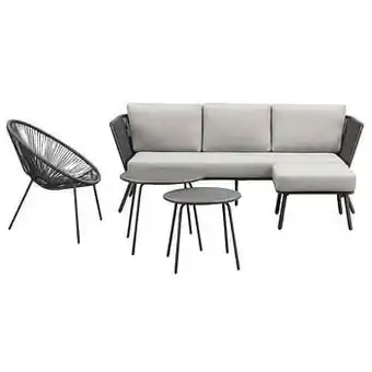 Leen Bakker Loungeset Almeria Formentera - antracietkleur - 5-delig - Leen Bakker aanbieding