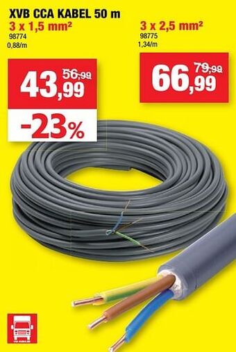 Hubo Xvb cca kabel aanbieding