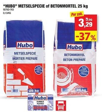 Hubo Hubo metselspecie of betonmortel aanbieding