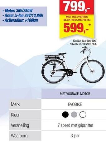 Hubo Elektrische fiets met voorwielmotor evobike aanbieding