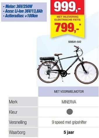 Hubo Elektrische fiets met voorwielmotor minerva aanbieding