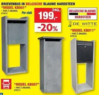 Hubo Brievenbus in belgische blauwe hardsteen model kb001 aanbieding
