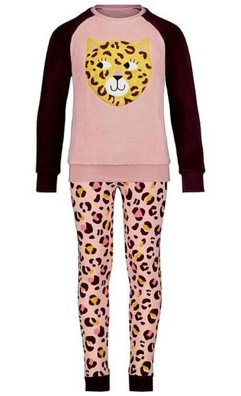 HEMA HEMA Kinderpyjama Fleece Cheetah Lichtroze (lichtroze) aanbieding