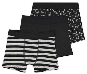HEMA HEMA Kinderboxers Katoen Stretch - 3 Stuks Zwart (zwart) aanbieding