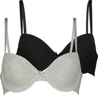 HEMA HEMA Voorgevormde Bh Met Beugel Katoen - 2 Stuks Grijsmelange (grijsmelange) aanbieding
