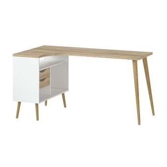 Leen Bakker Bureau Delta - wit/eikenkleur - 75,8x145,1x81 cm - Leen Bakker aanbieding