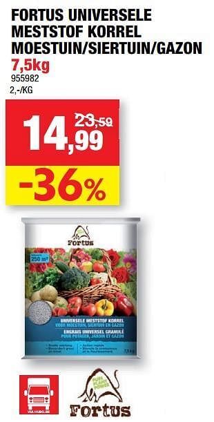 Hubo Fortus universele meststof korrel moestuin-siertuin-gazon aanbieding