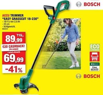 Hubo Bosch accu trimmer easy grasscut 18-230 aanbieding